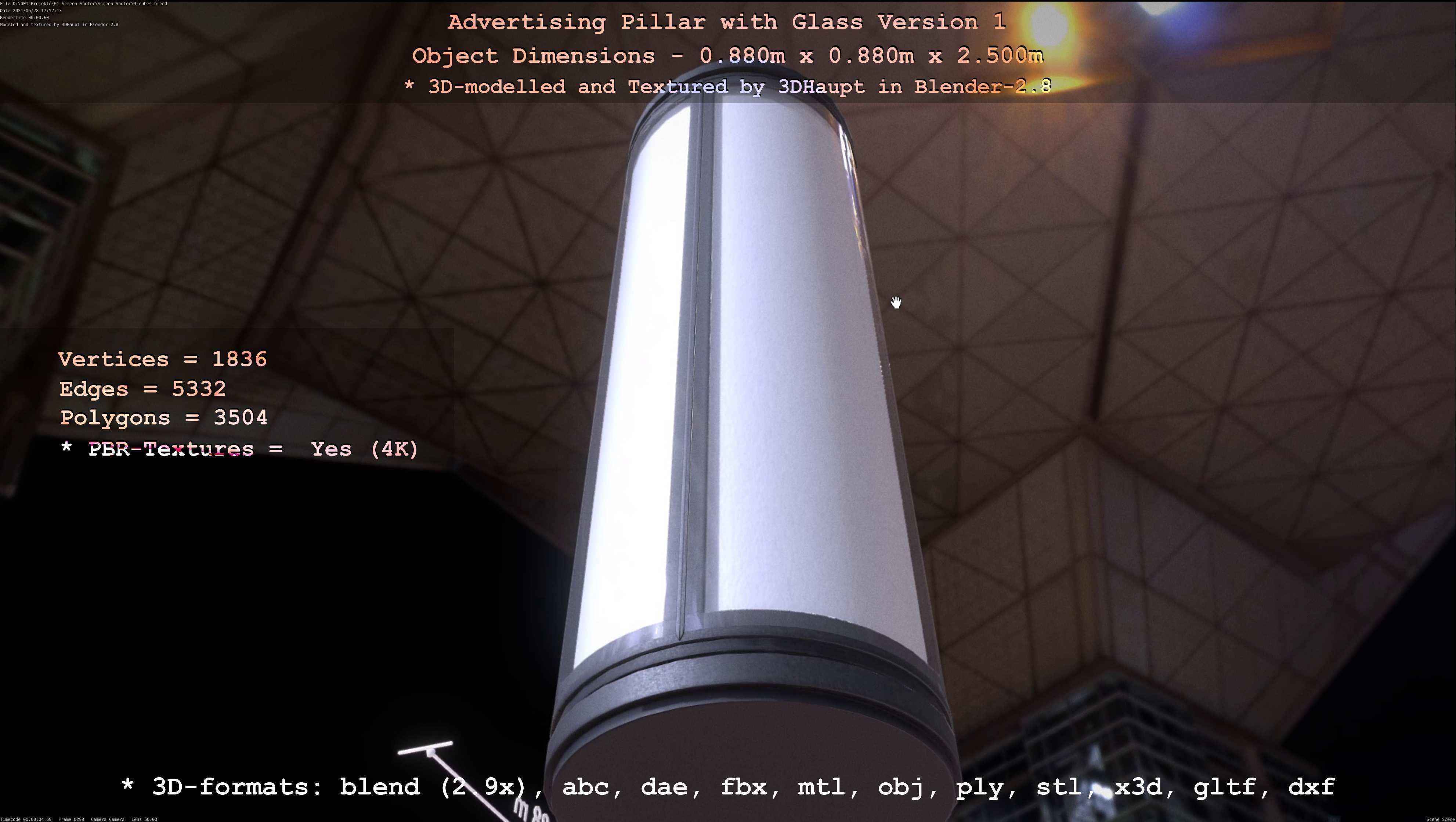 Advertising Pillar with Glass 1 Low-poly 3D model_47