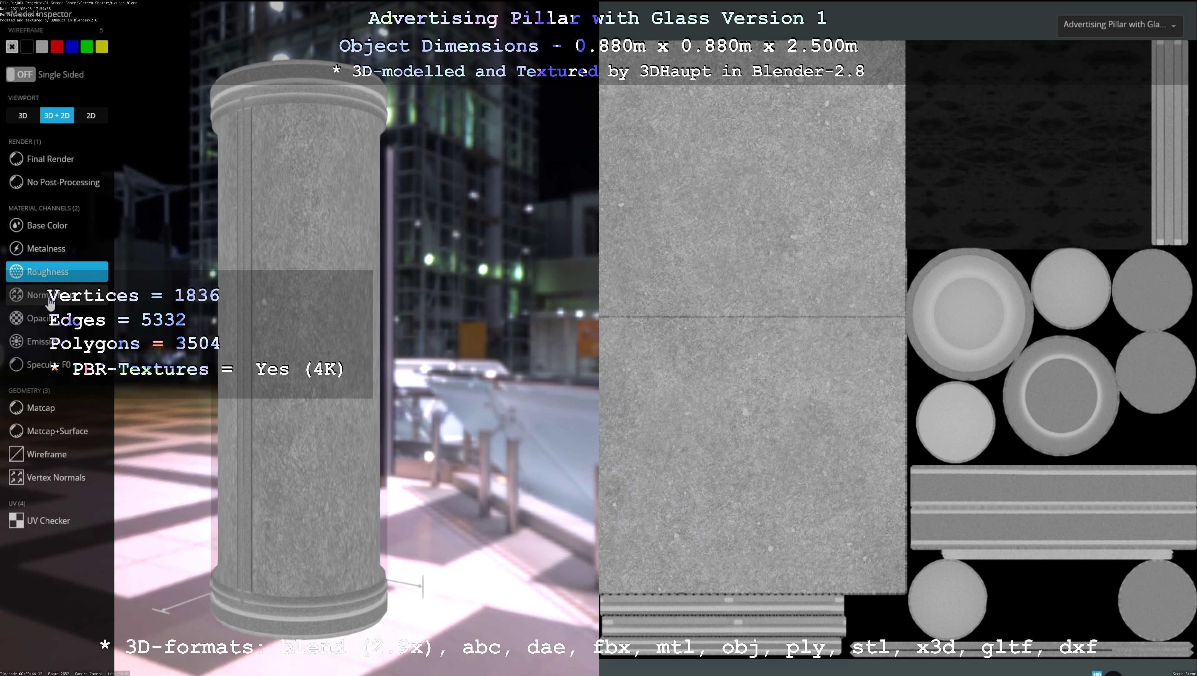 Advertising Pillar with Glass 1 Low-poly 3D model_23