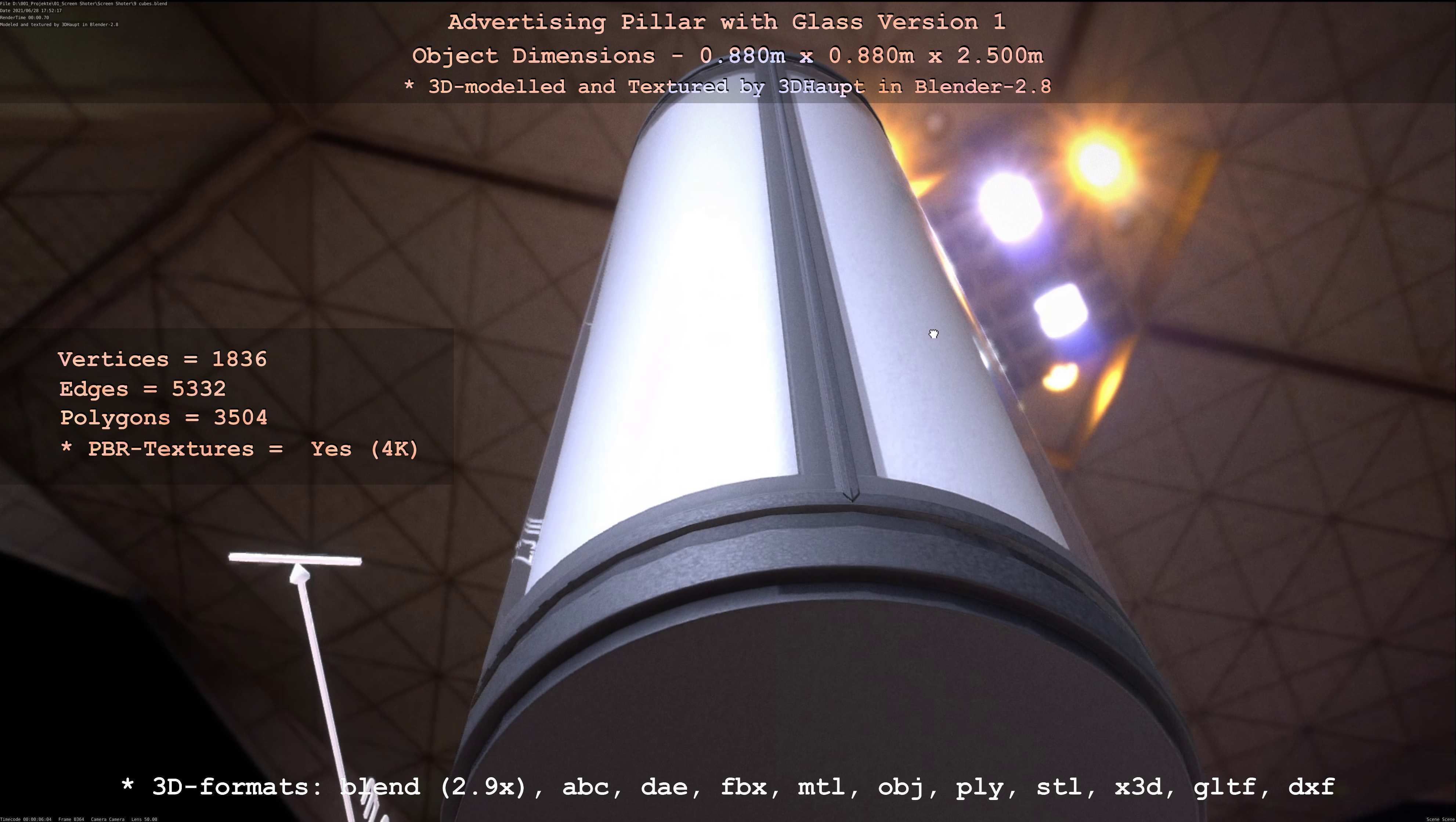 Advertising Pillar with Glass 1 Low-poly 3D model_69