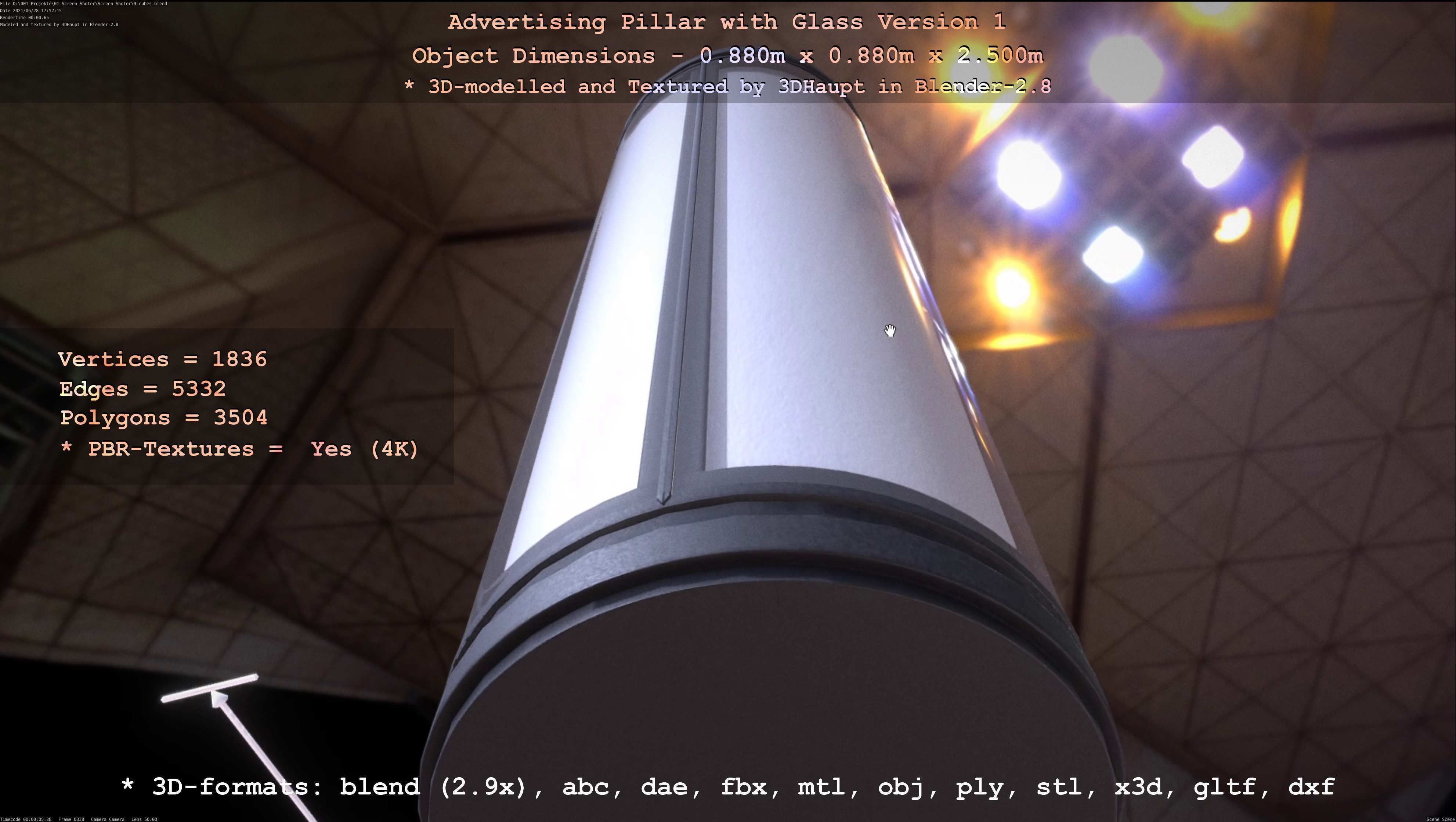 Advertising Pillar with Glass 1 Low-poly 3D model_58