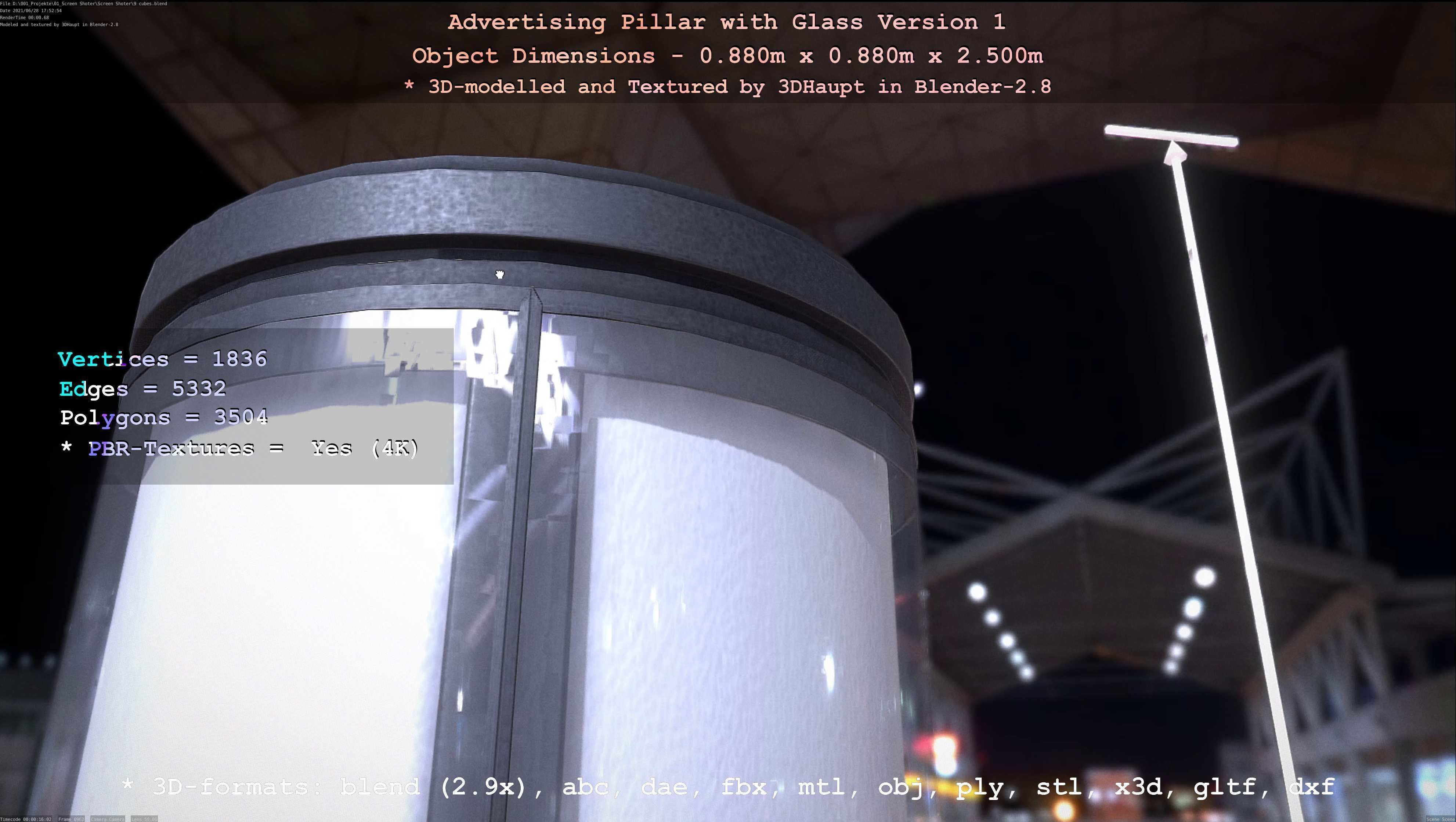 Advertising Pillar with Glass 1 Low-poly 3D model_62