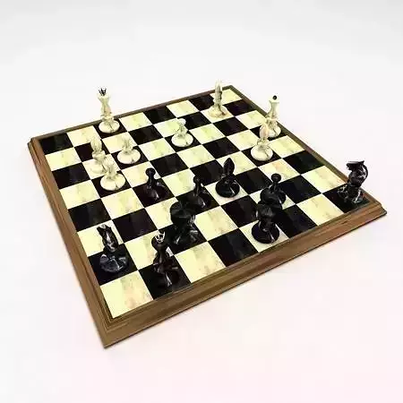 Checkers chess board with pieces 3D model