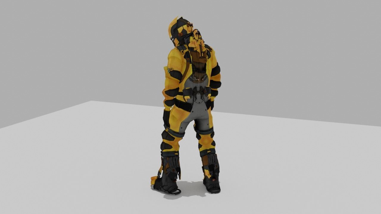 Robo Bee Character Low-poly 3D model_35
