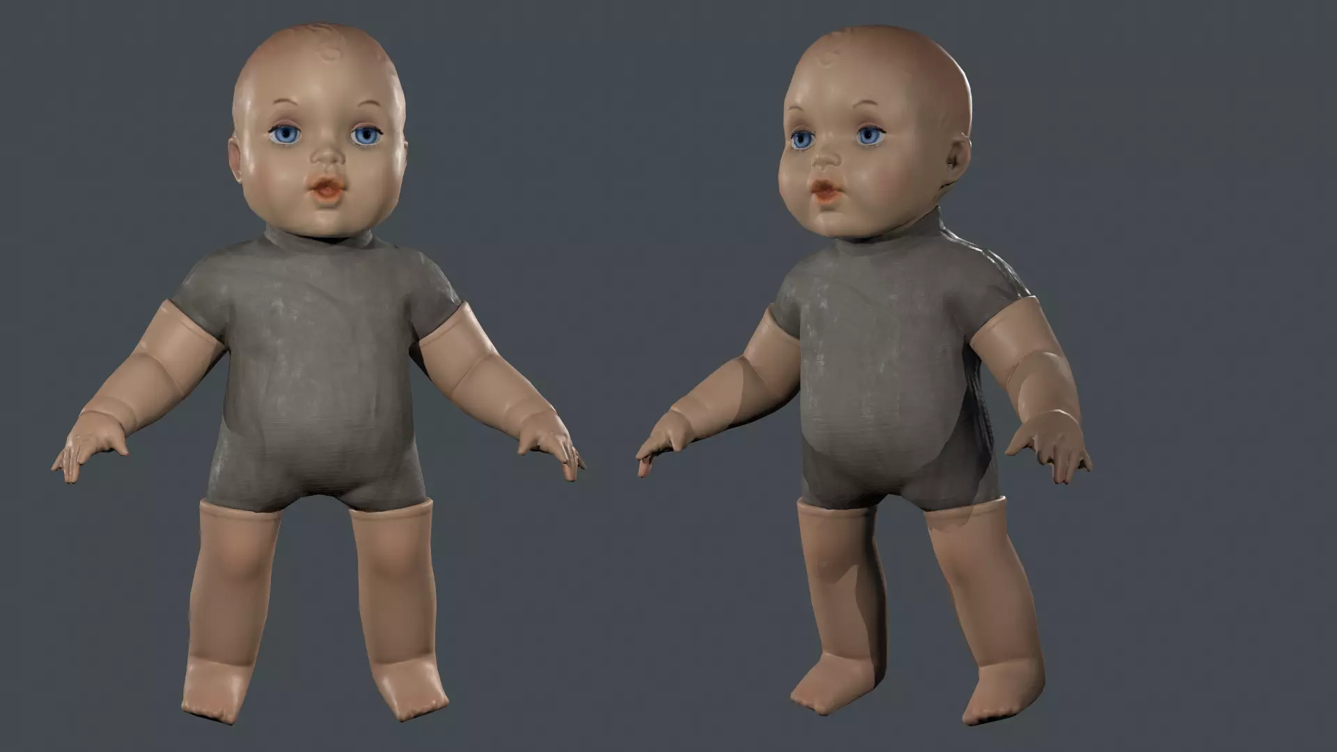 Doll Videogame prop Low-poly 3D model