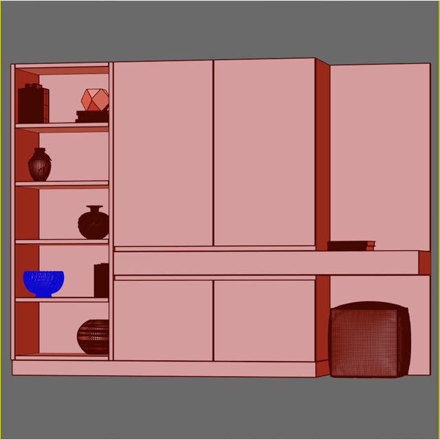 Garderob 3 modern cabinet with shelves and bookshelves 3D model_2