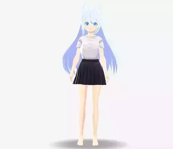 SciFi 3d anime kawaii girl character c15 Low-poly 3D model