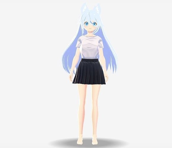 SciFi 3d anime kawaii girl character c15 Low-poly 3D model