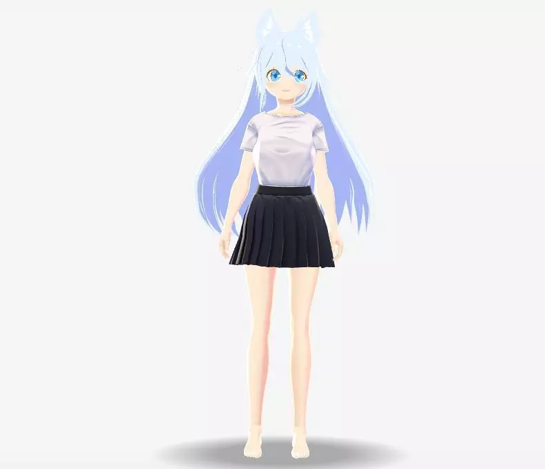 SciFi 3d anime kawaii girl character c15 Low-poly 3D model_0