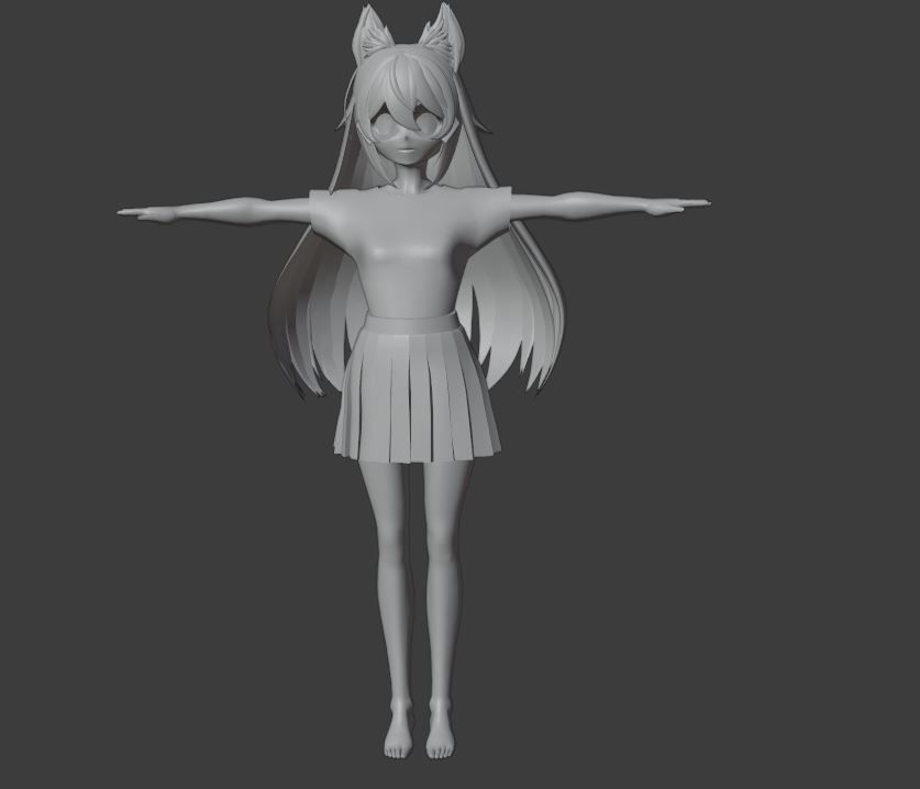 SciFi 3d anime kawaii girl character c15 Low-poly 3D model_11