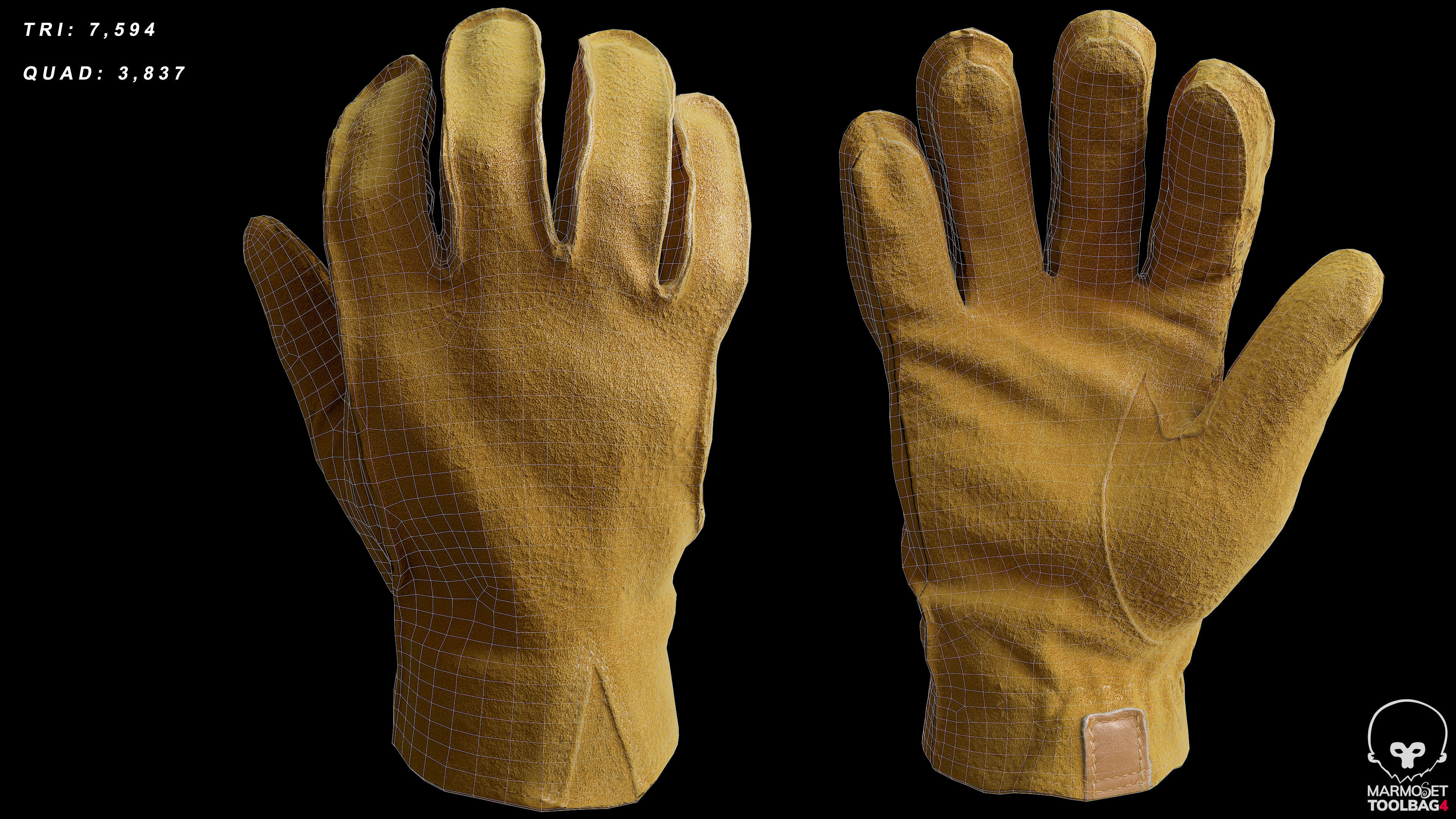 Worker Gloves 001 Low-poly 3D model_2