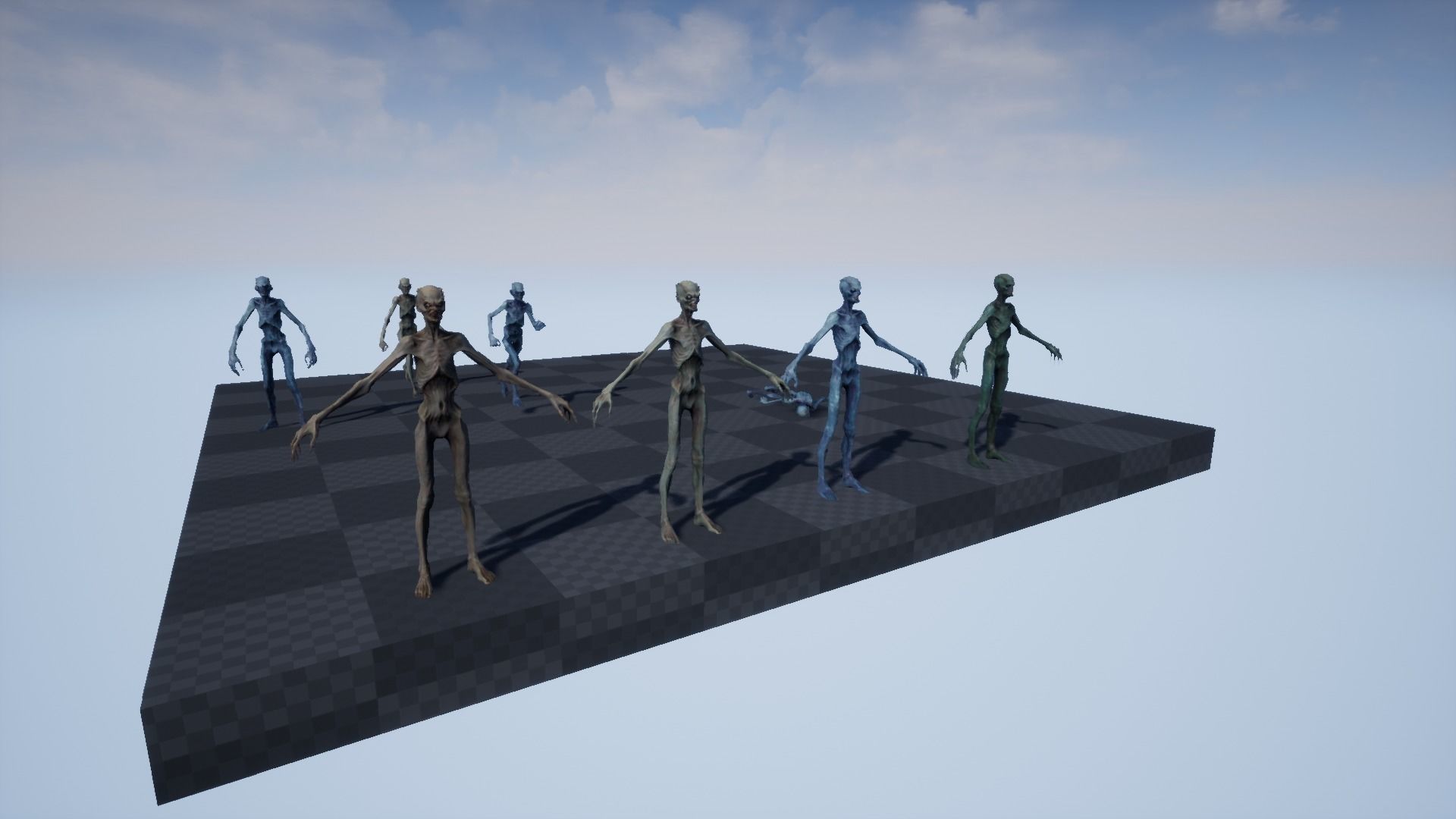 Mutant 1 group of people on chess board Low-poly 3D model_13
