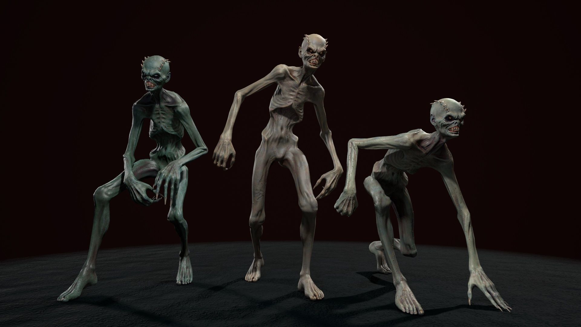 Mutant 1 group of people on chess board Low-poly 3D model_4