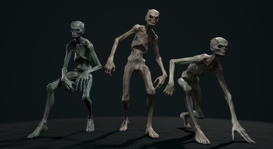 Mutant 1 group of people on chess board Low-poly 3D model_2