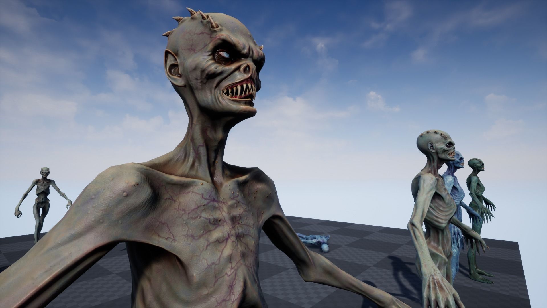 Mutant 1 group of people on chess board Low-poly 3D model_12