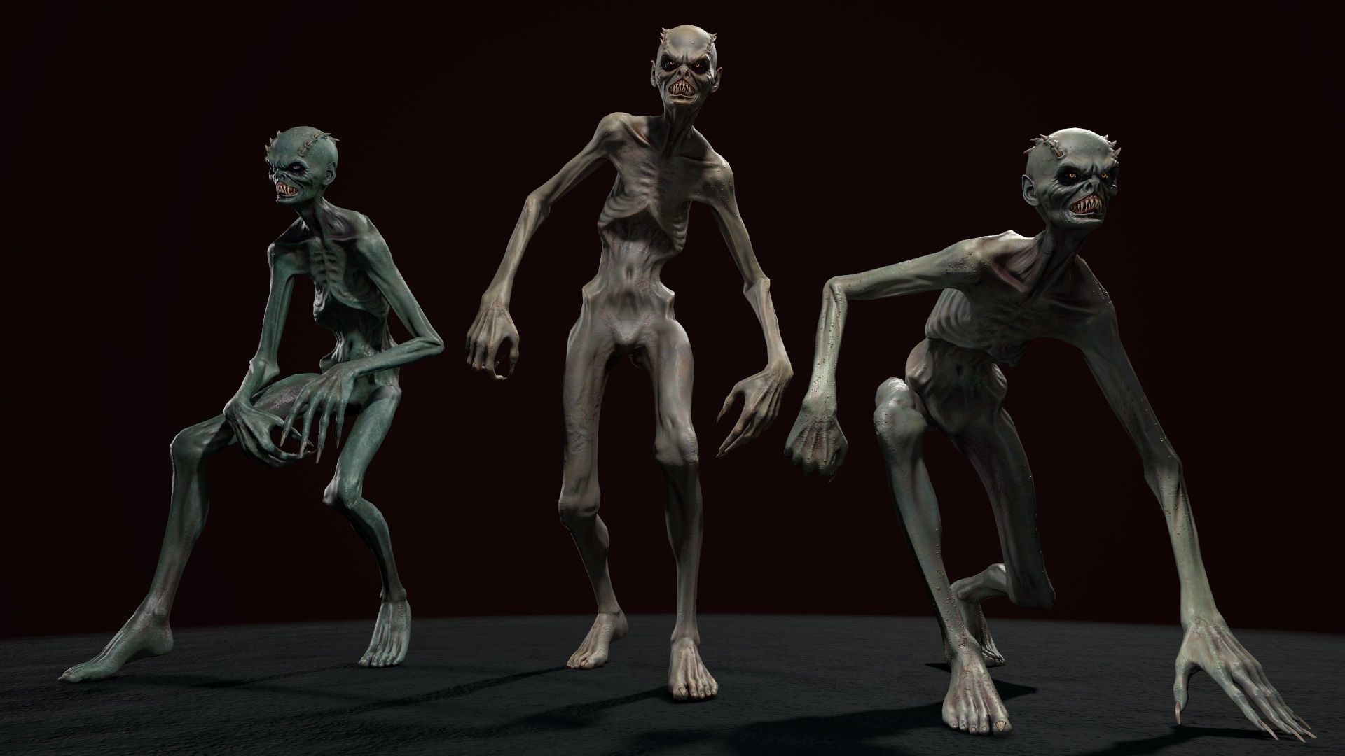 Mutant 1 group of people on chess board Low-poly 3D model_7