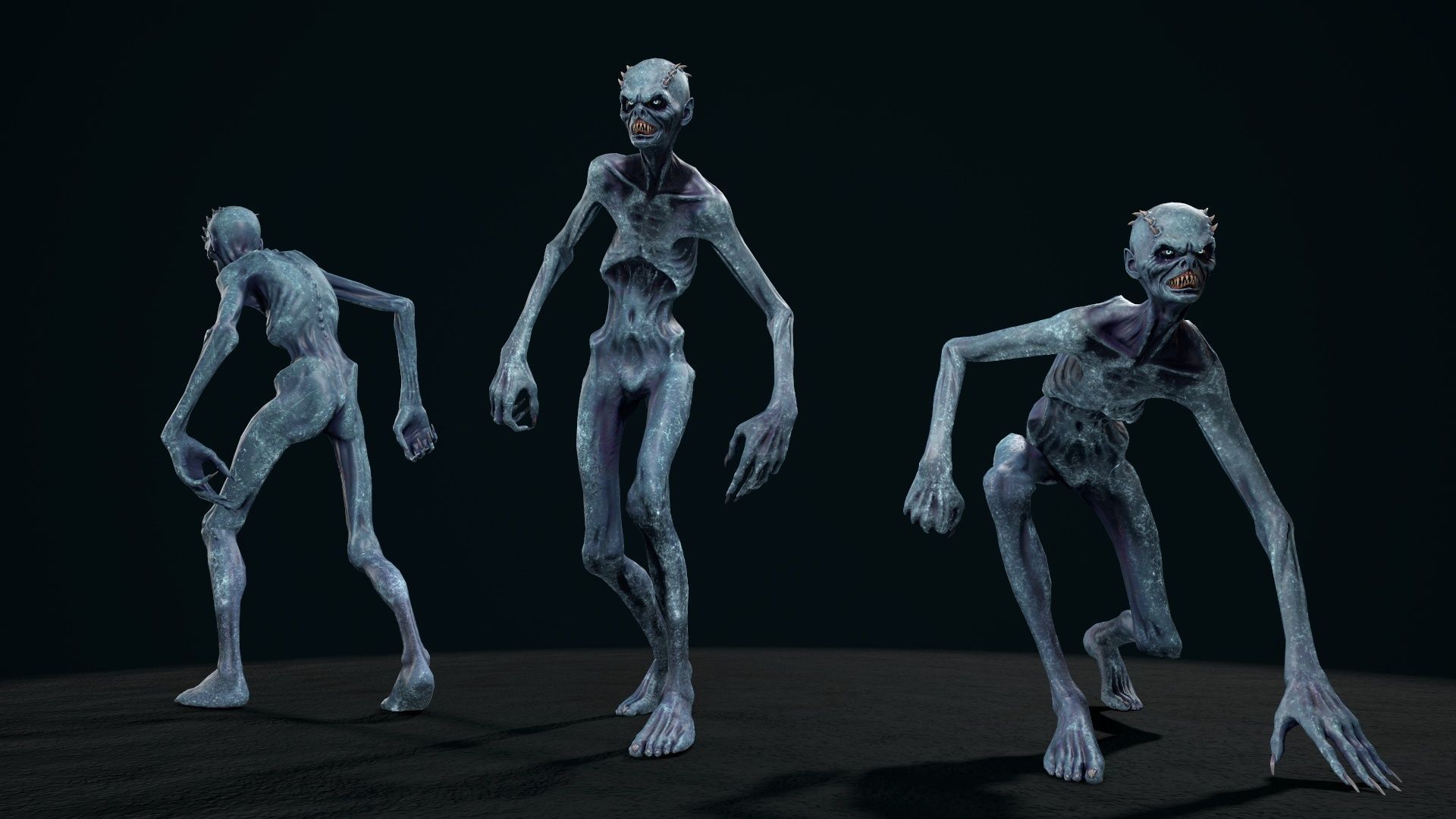 Mutant 1 group of people on chess board Low-poly 3D model_8