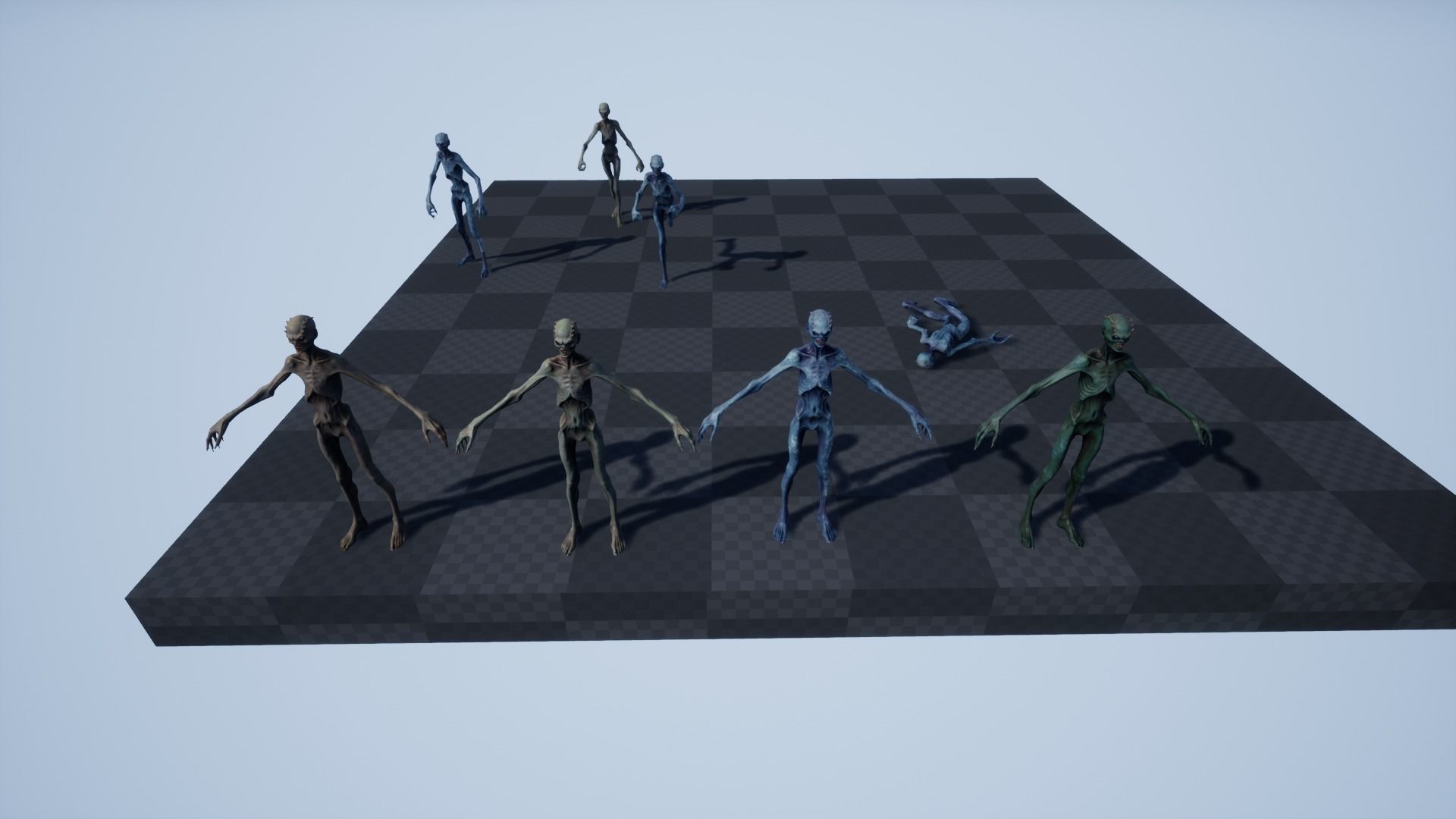 Mutant 1 group of people on chess board Low-poly 3D model_14