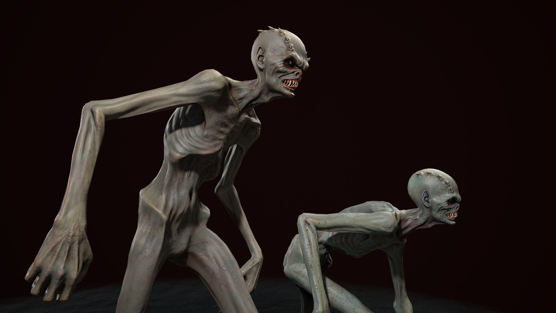 Mutant 1 group of people on chess board Low-poly 3D model_5