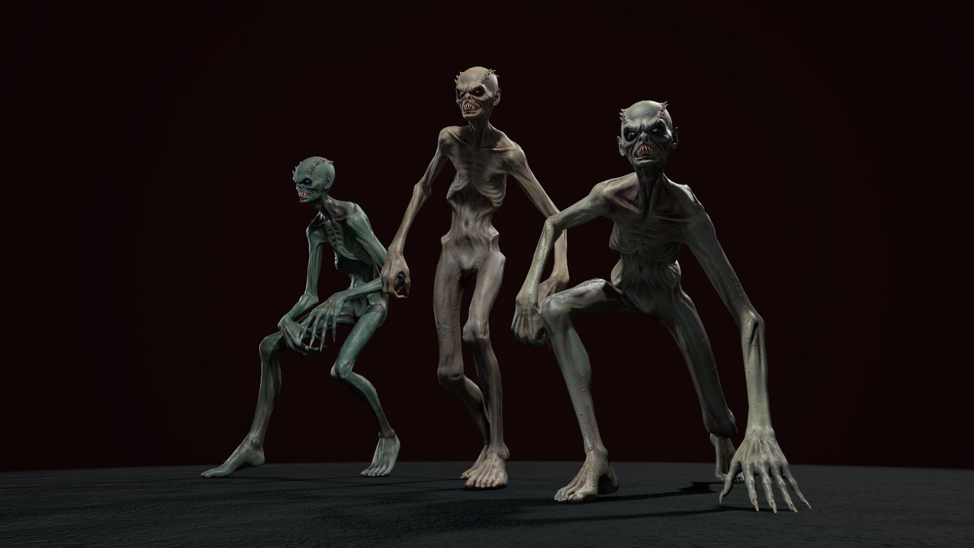 Mutant 1 group of people on chess board Low-poly 3D model_3