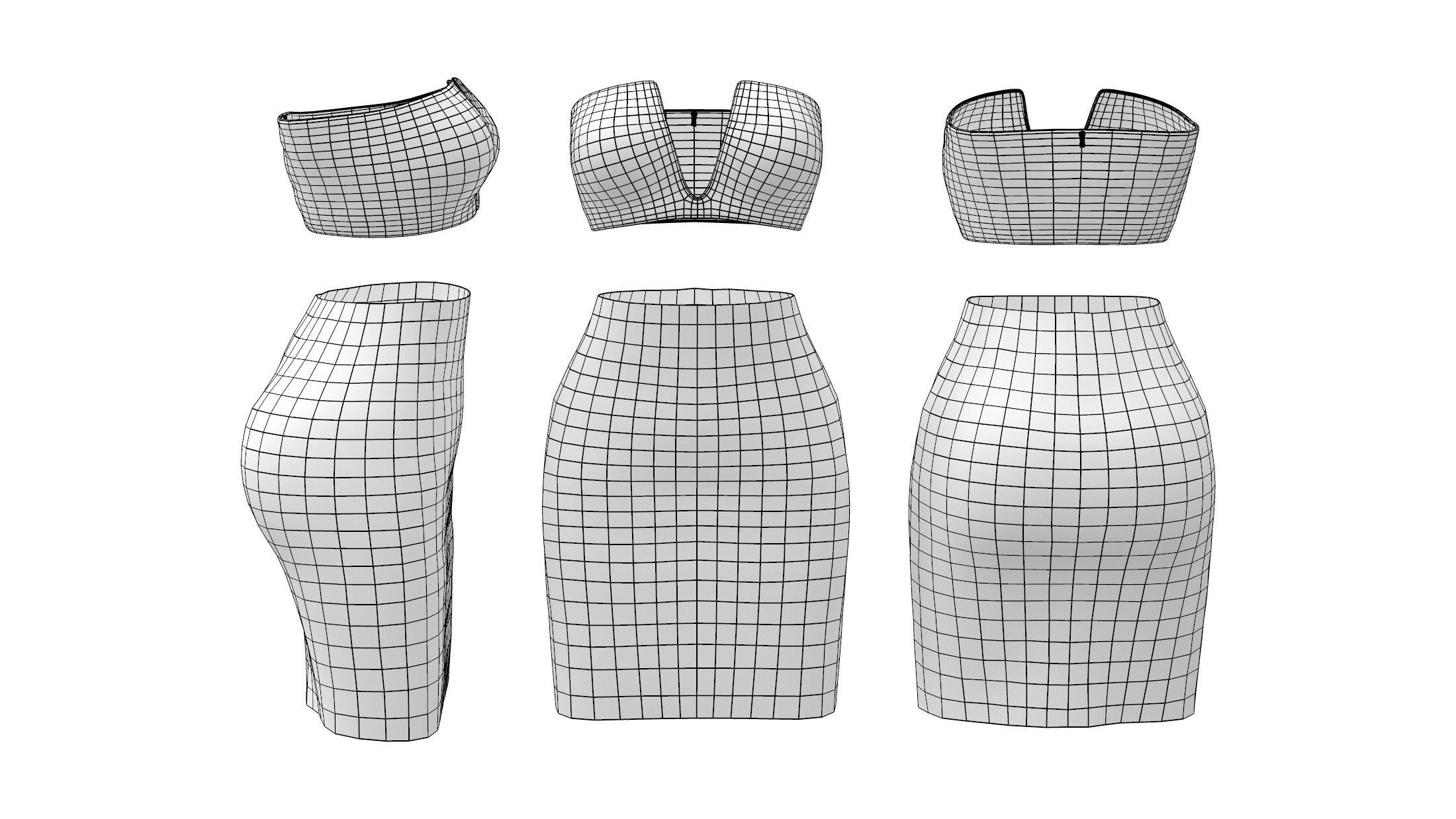 Leather V Top and Skirt Low-poly 3D model_2