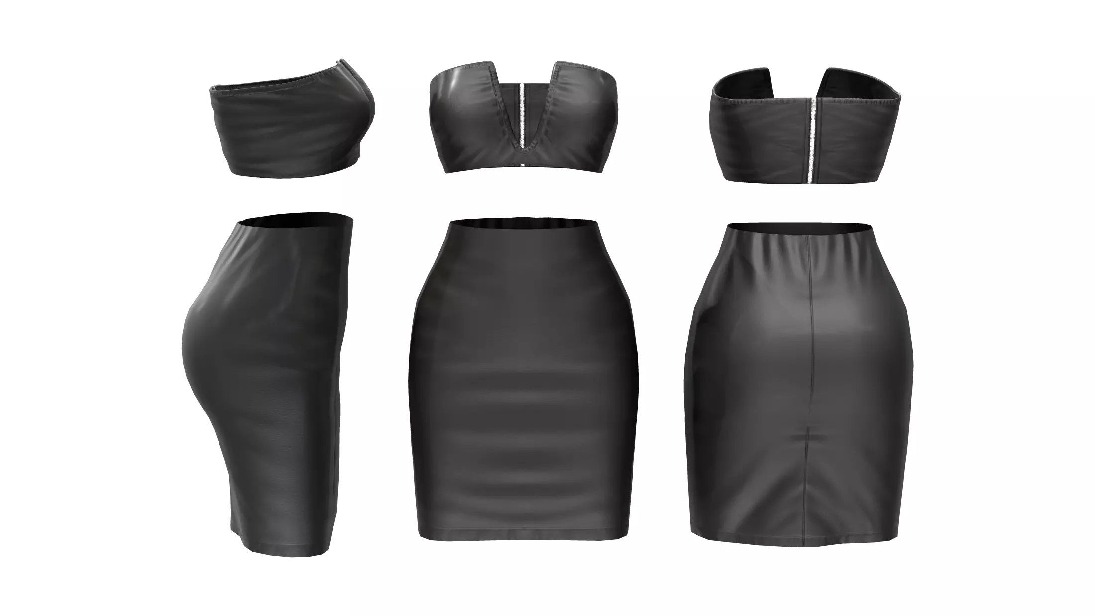 Leather V Top and Skirt Low-poly 3D model_0
