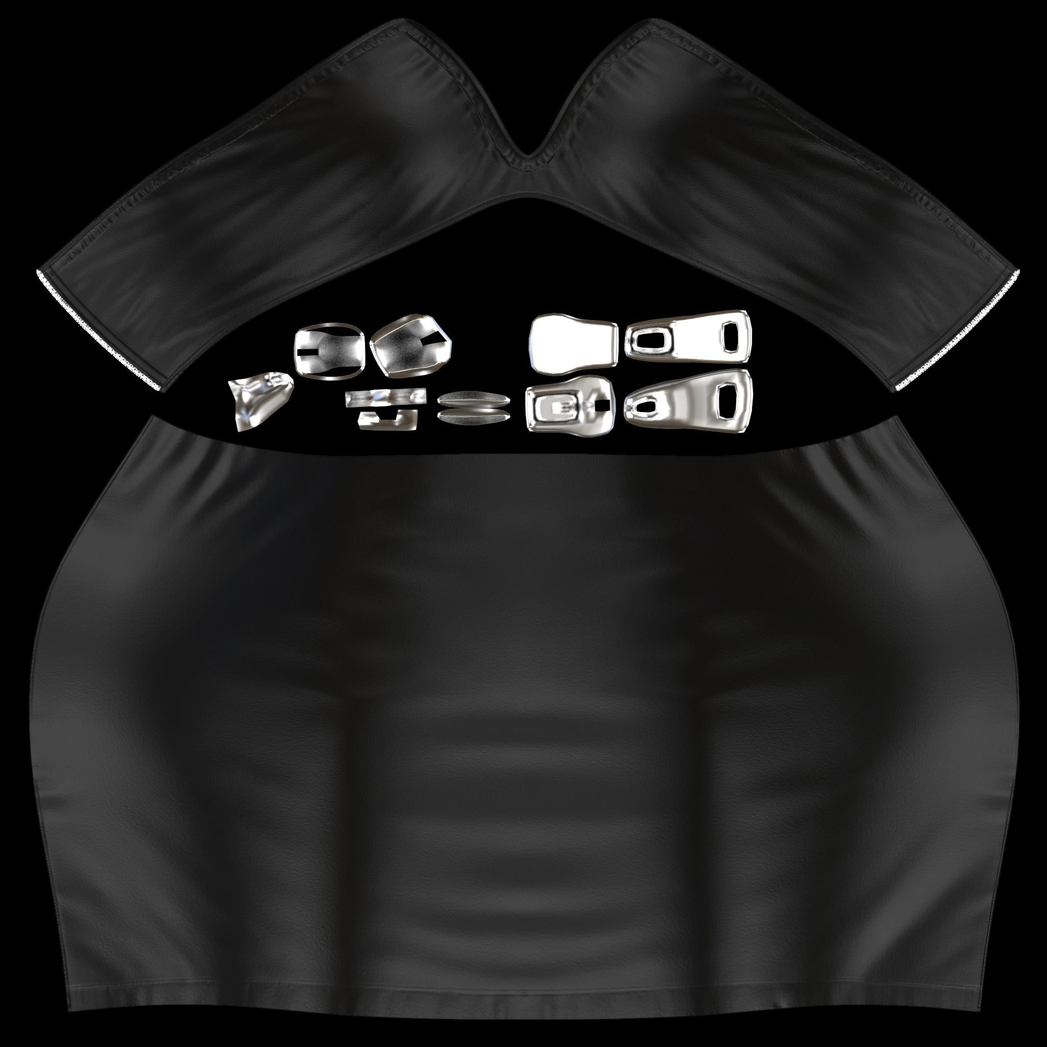 Leather V Top and Skirt Low-poly 3D model_4