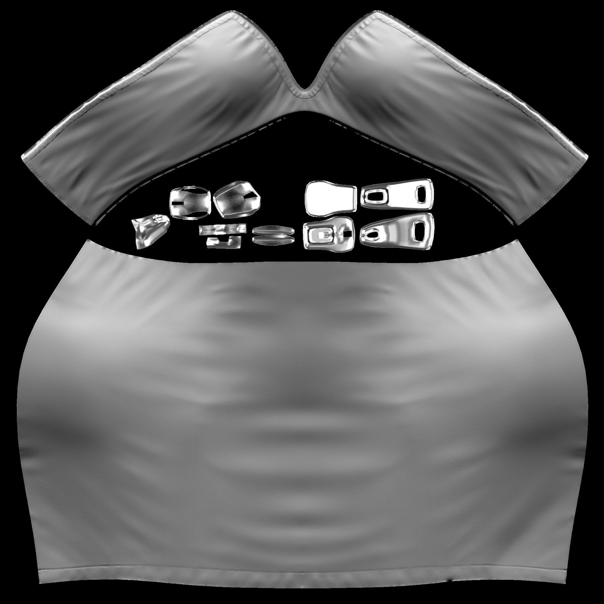 Leather V Top and Skirt Low-poly 3D model_7