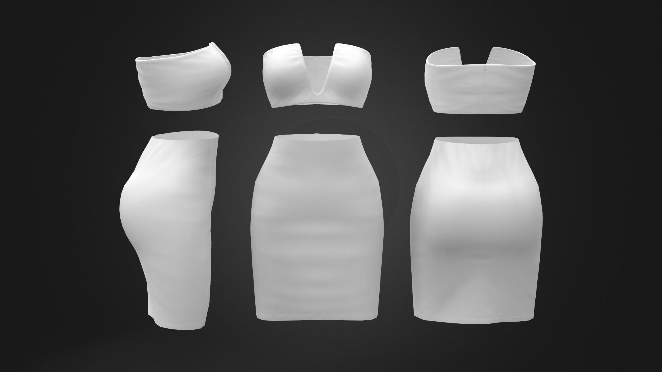 Leather V Top and Skirt Low-poly 3D model_3