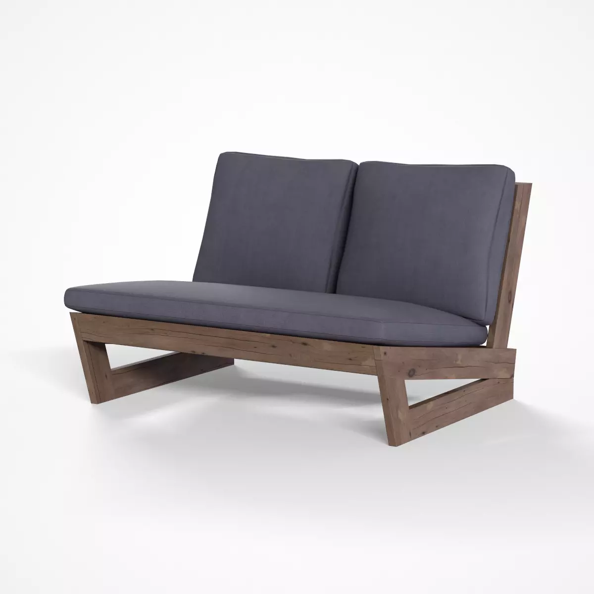 Love Seat with cushions grey Low-poly 3D model