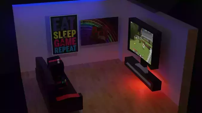 roboat with rigged body and a gameing room