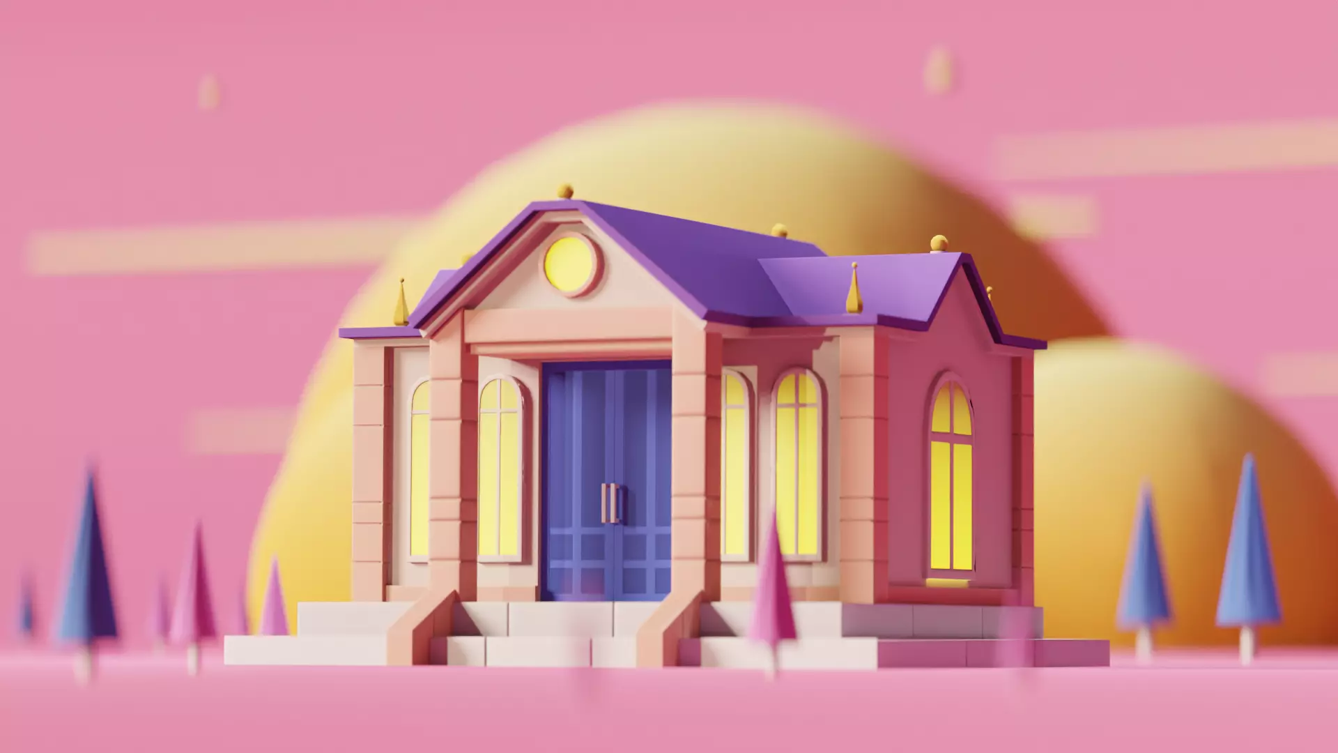 Toon House Low-poly 3D model_0
