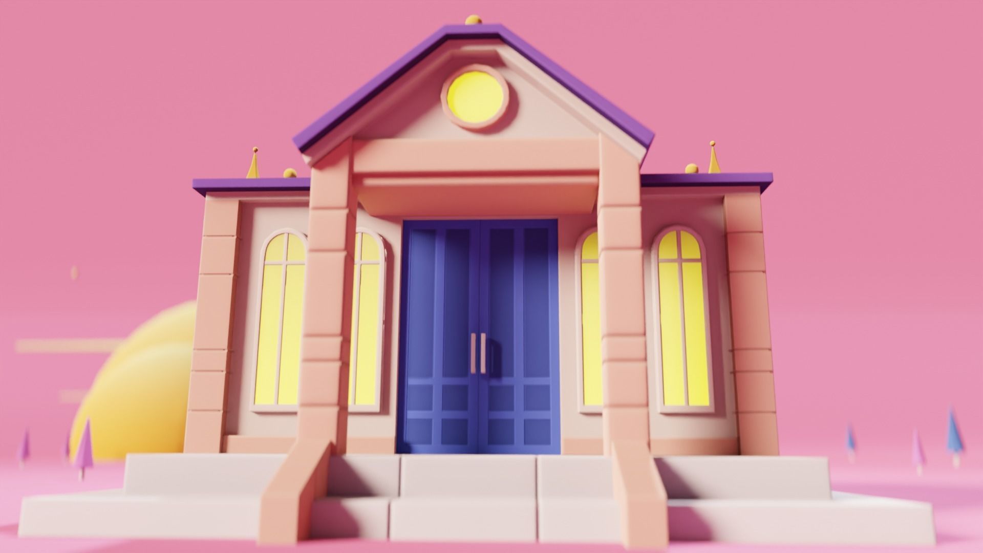 Toon House Low-poly 3D model_3