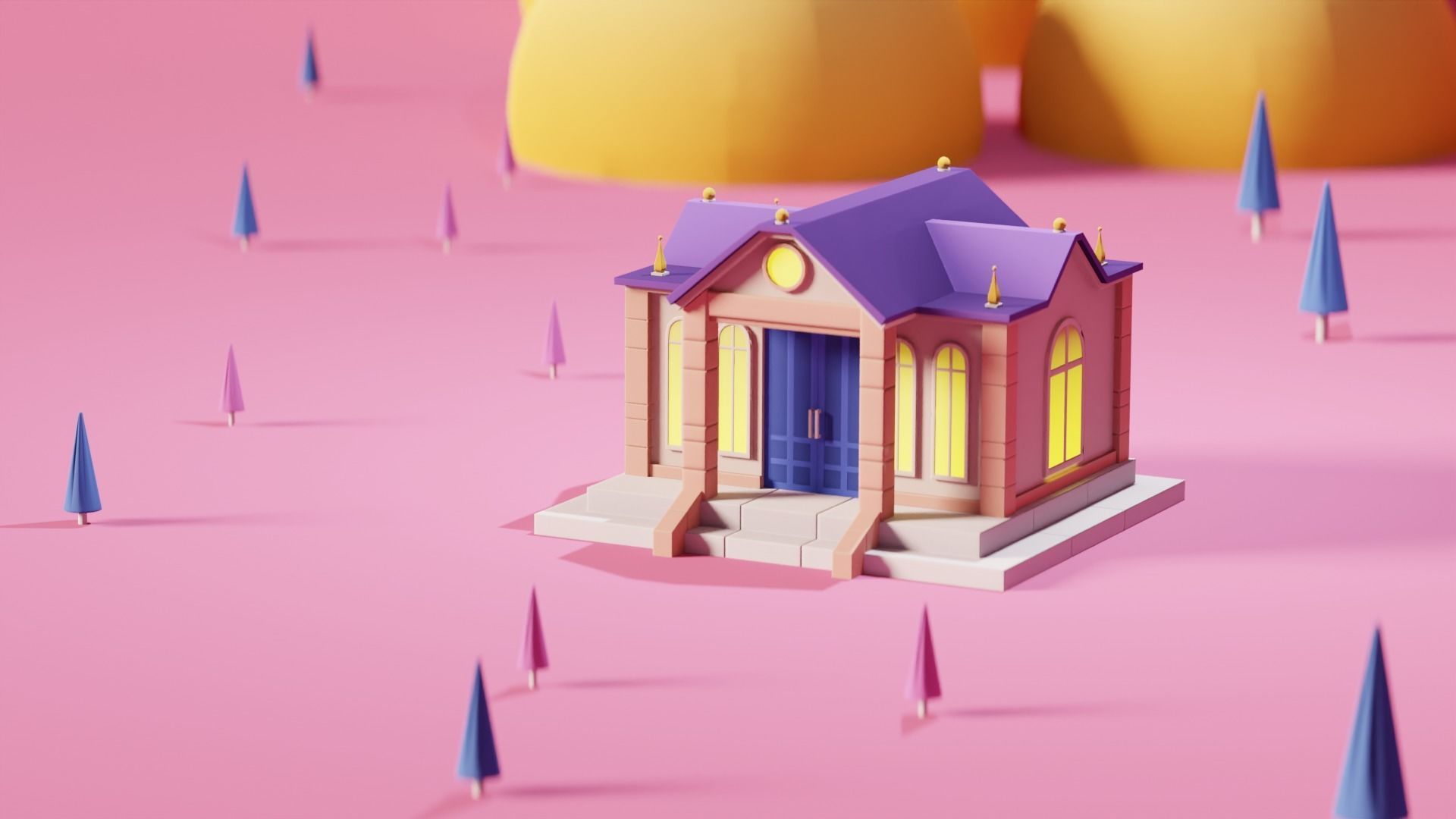 Toon House Low-poly 3D model_2