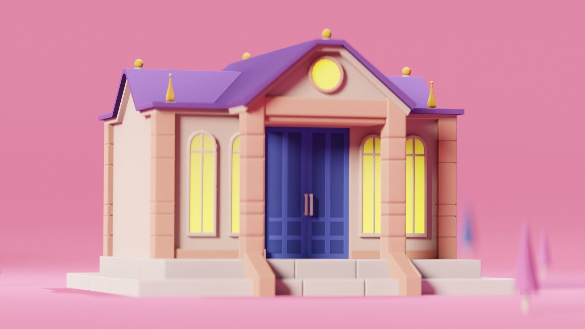 Toon House Low-poly 3D model_1