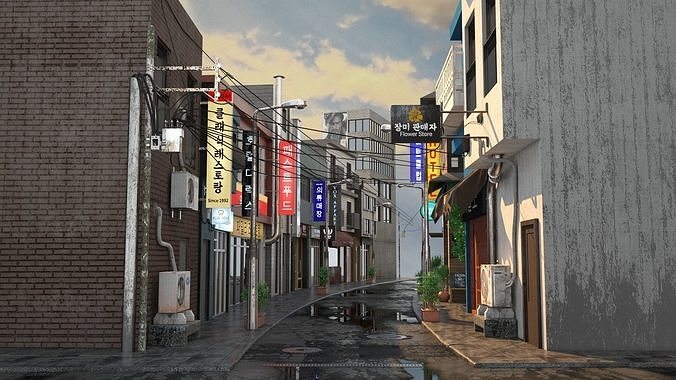 Korea Street Exterior scene 3D model
