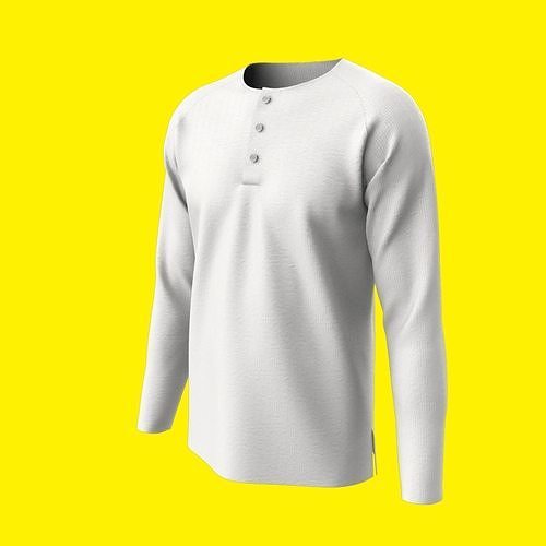 Long sleeves male shirt with source file and baked textures  Low-poly 3D model