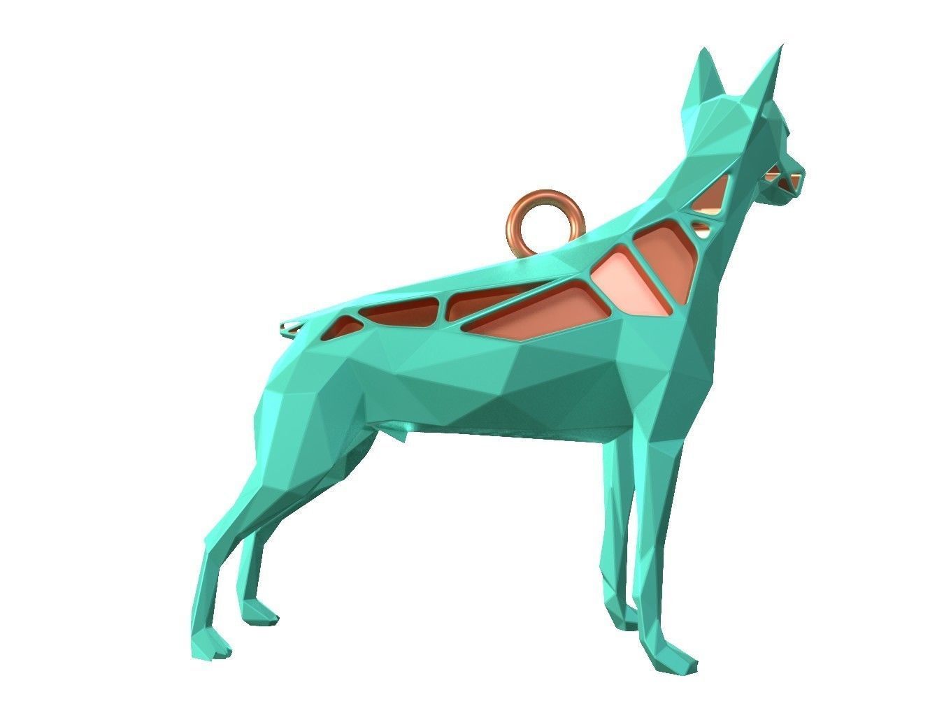 Animal Charm Doberman Pinscher Pose Pendant 3D print model_3
