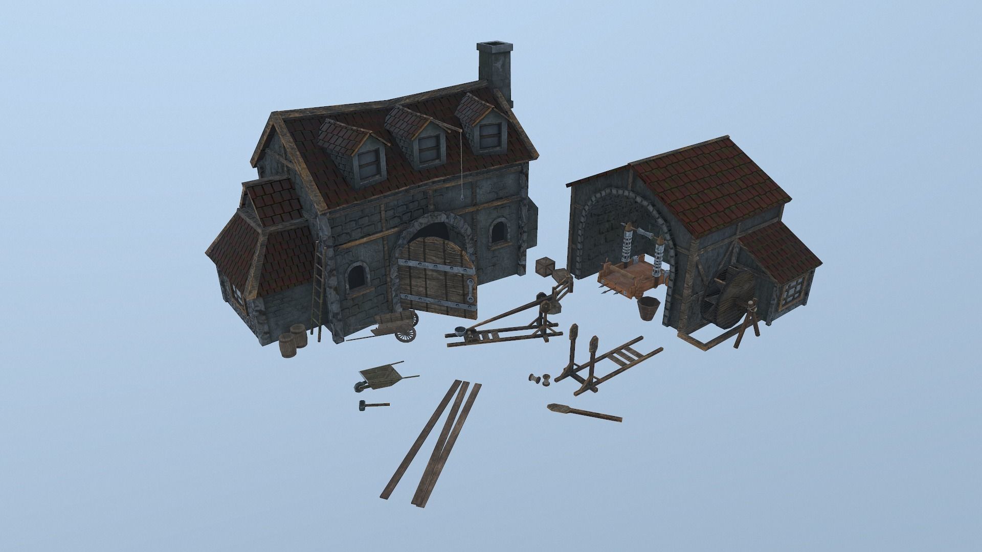 Medieval Workshop Level 5 Low-poly 3D model_17