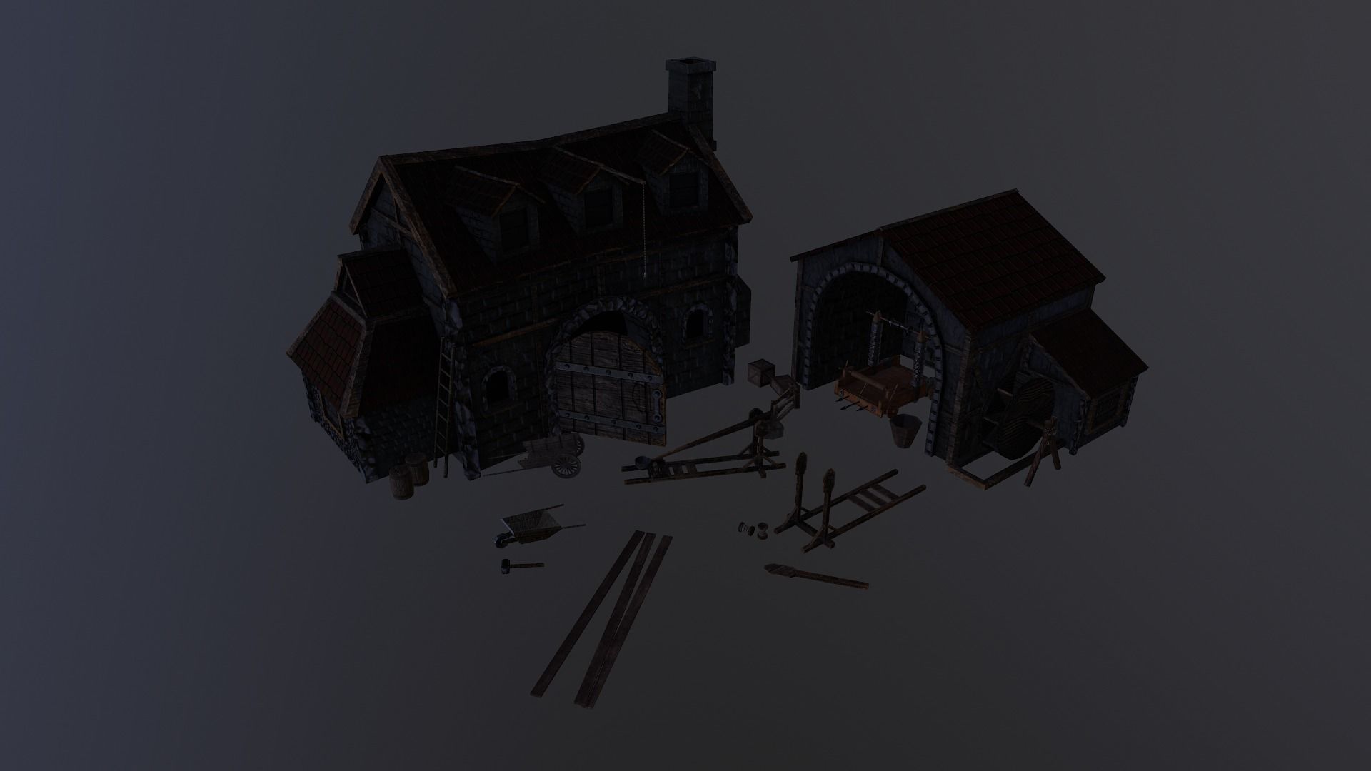  Medieval Workshop Level 5 Low-poly 3D model_24