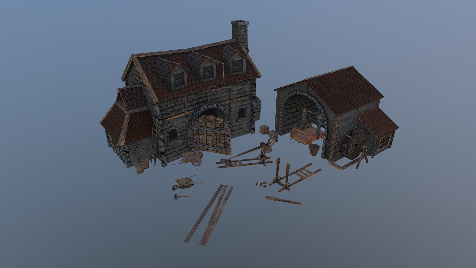  Medieval Workshop Level 5 Low-poly 3D model_35