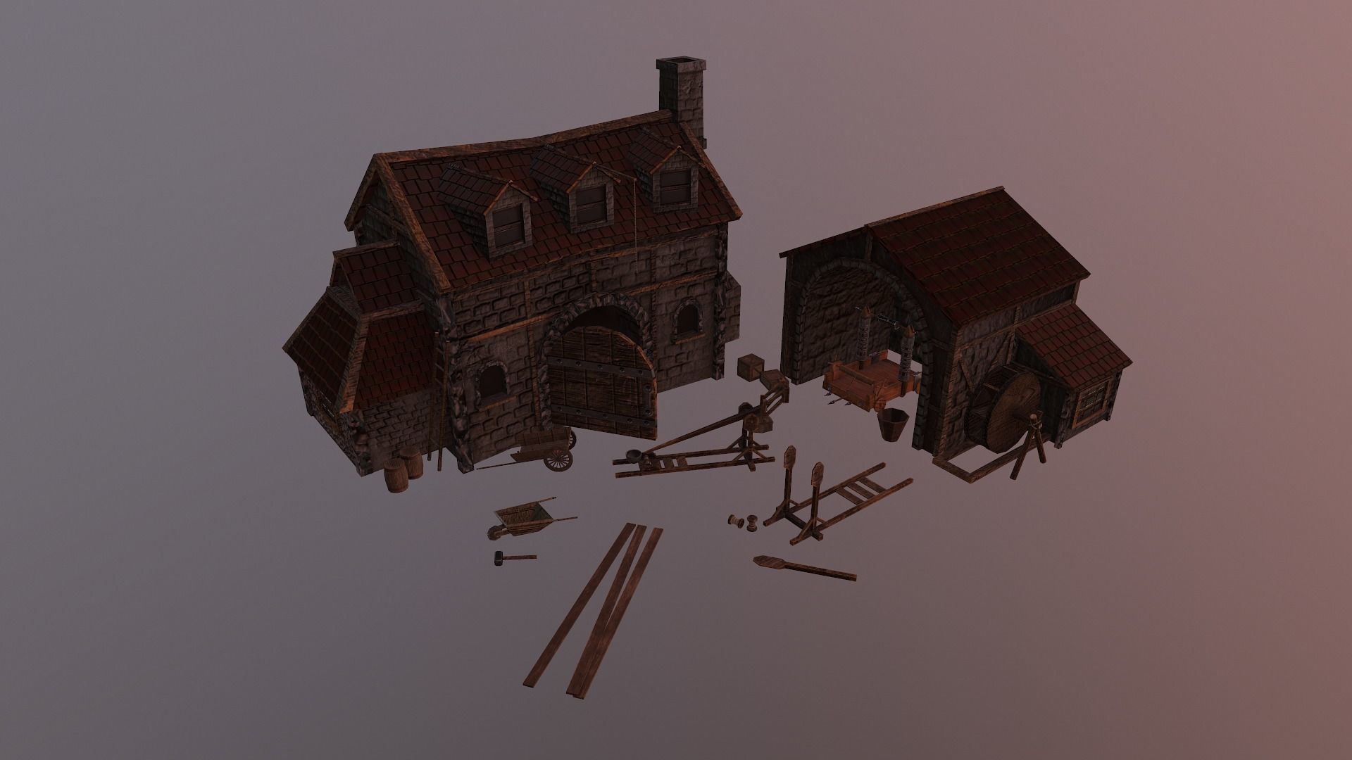  Medieval Workshop Level 5 Low-poly 3D model_23
