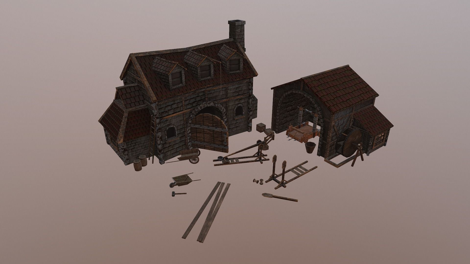  Medieval Workshop Level 5 Low-poly 3D model_33