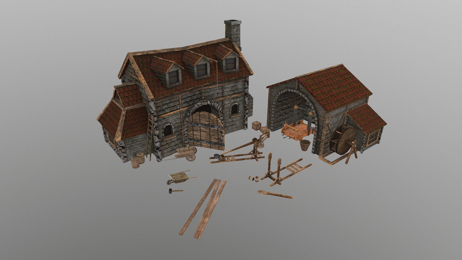  Medieval Workshop Level 5 Low-poly 3D model_18
