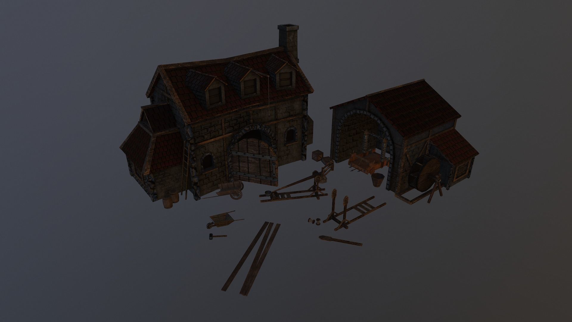  Medieval Workshop Level 5 Low-poly 3D model_29