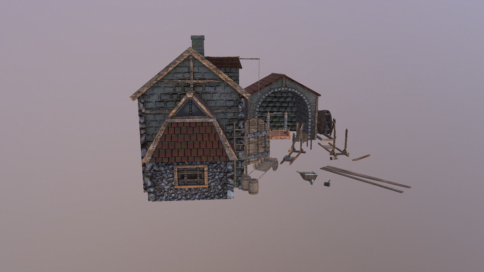  Medieval Workshop Level 5 Low-poly 3D model_5