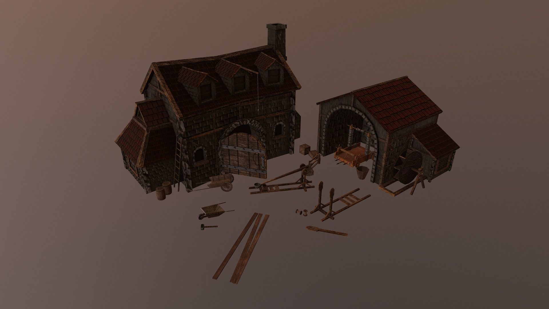  Medieval Workshop Level 5 Low-poly 3D model_20