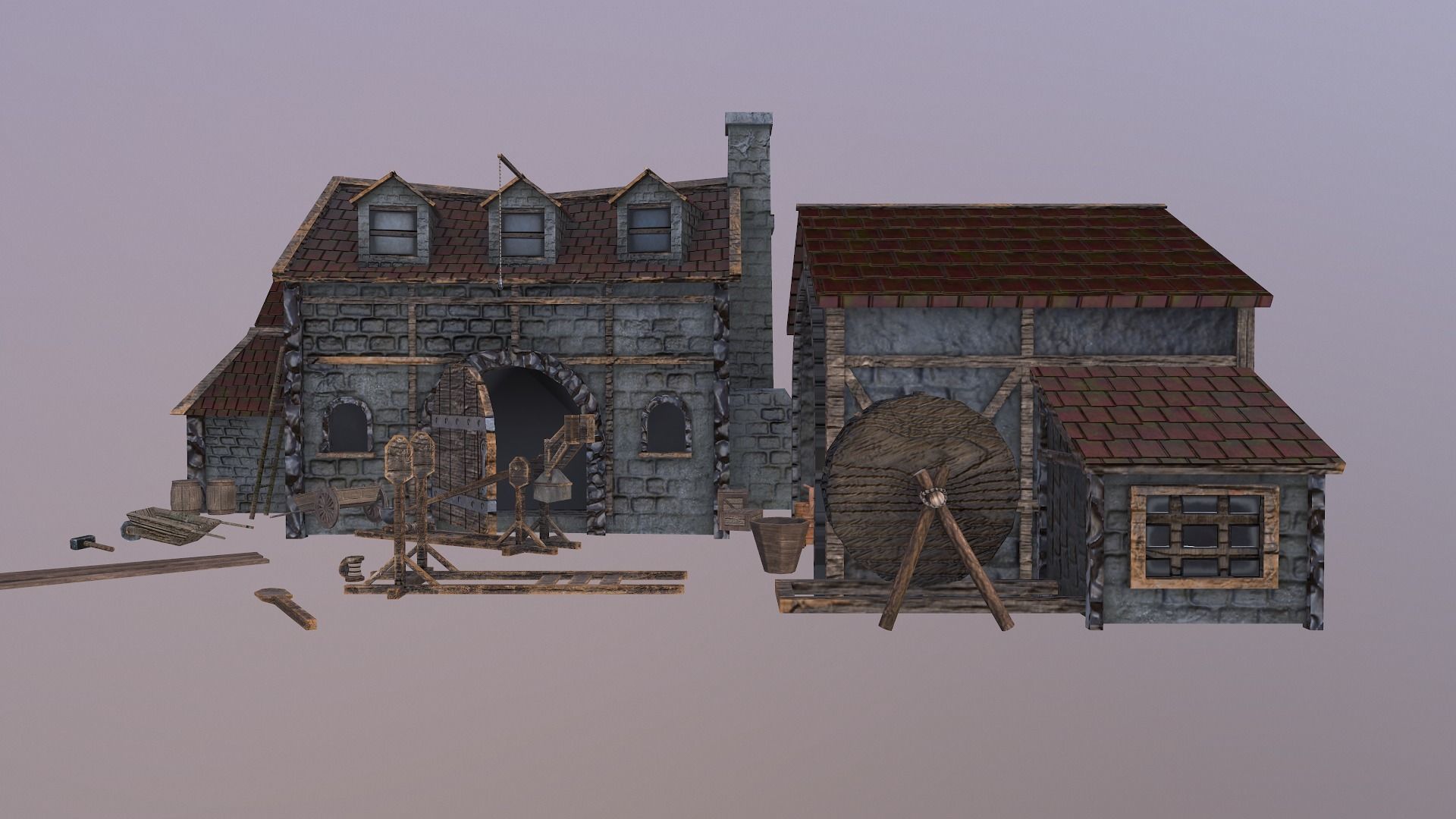  Medieval Workshop Level 5 Low-poly 3D model_8