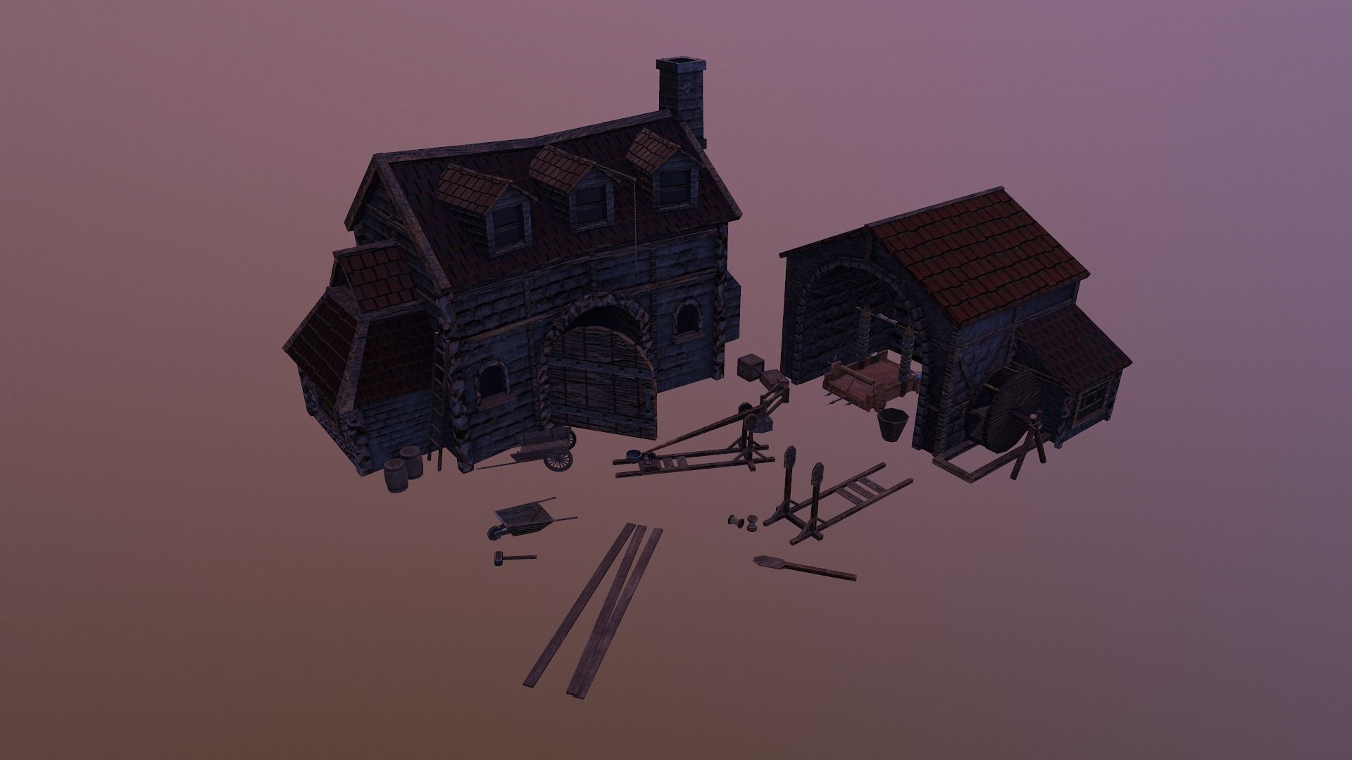  Medieval Workshop Level 5 Low-poly 3D model_31