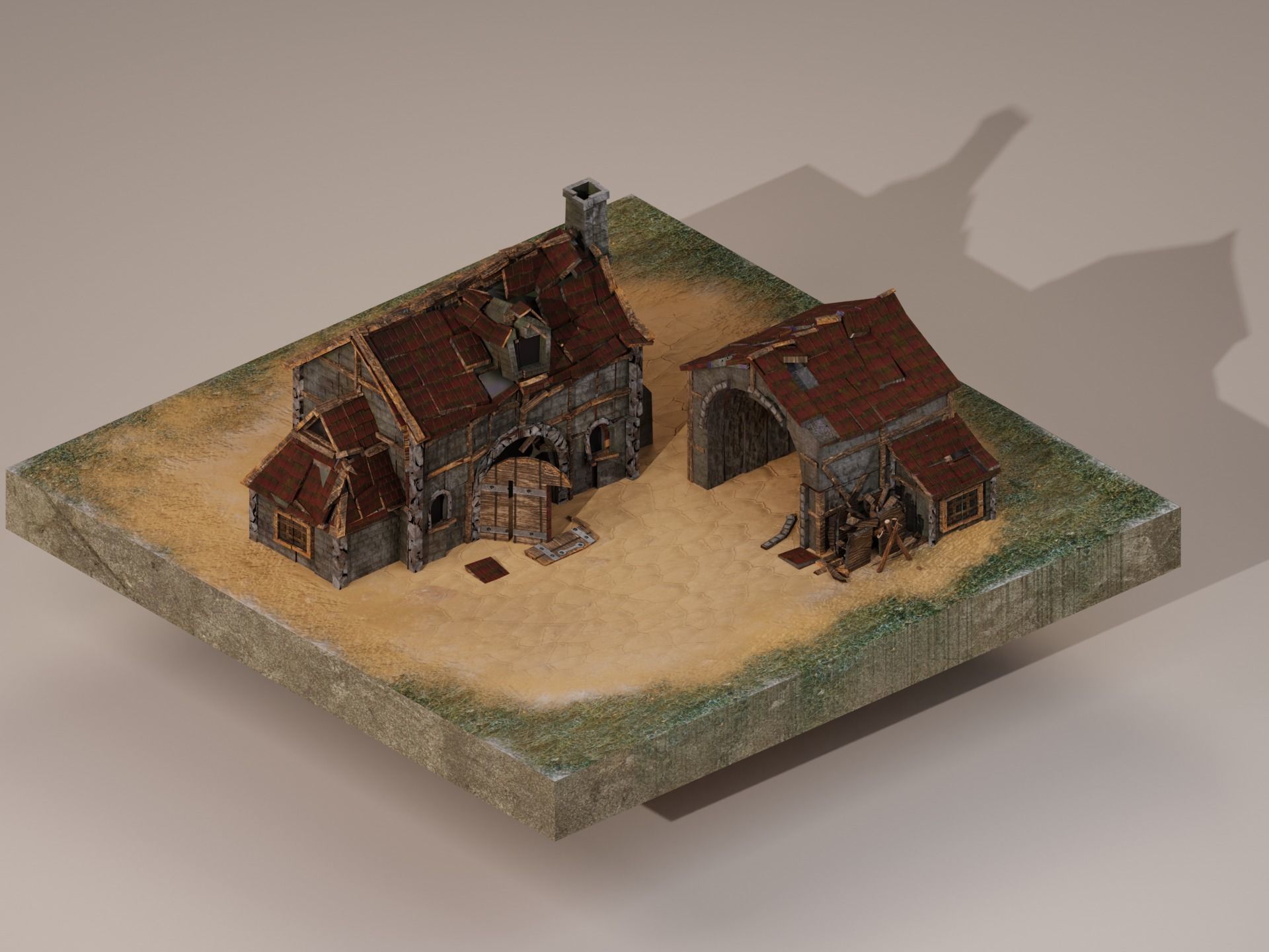  Medieval Workshop Level 5 Low-poly 3D model_2
