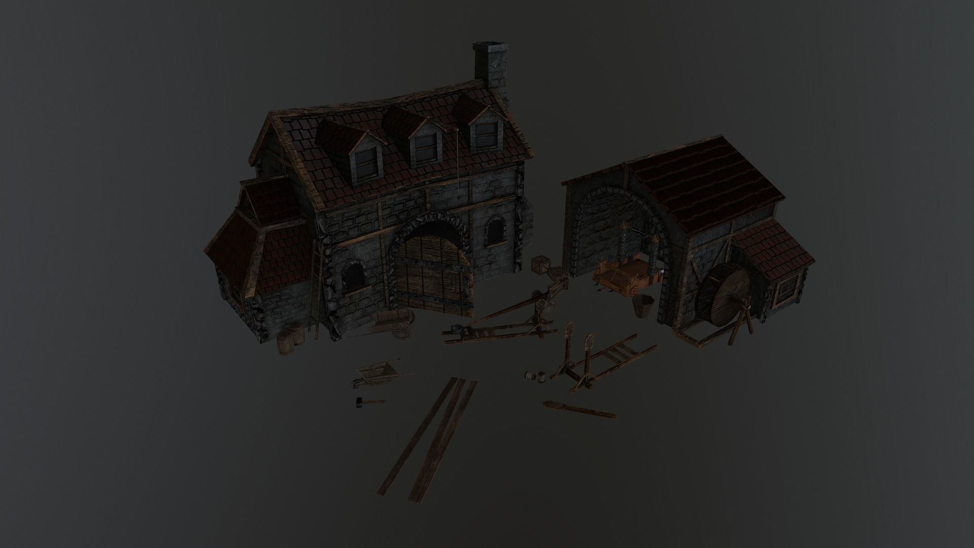  Medieval Workshop Level 5 Low-poly 3D model_27